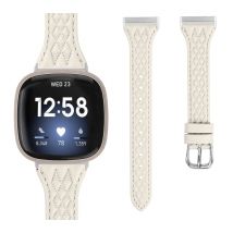 Bracelet de montre en cuir véritable pour Fitbit Versa 4 Apricot
