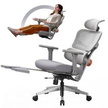NEWTRAL NT002 Silla Ergonómica, Soporte Lumbar Adaptativo, Reposabrazos, Cabecera y Reposapiés Ajustables, Gris - Nuevo