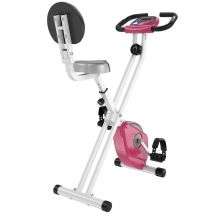 Vélo d'appartement pliable HOMCOM - 8 niveaux de résistance magnétique - Rose
