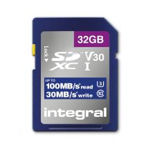 Integral INSDH32G-100V30 32 GB SD CARD SDHC UHS-1 U3 CL10 V30 FINO A 100MBS LETTURA 30MBS SCRITTURA 32 GB UHS-I - Nuovo