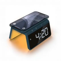 Jupiter Réveil Numérique avec Chargeur Sans Fil - Double Réveil avec Lumière de Réveil - Pacific Blue (HCG019QI-PB)