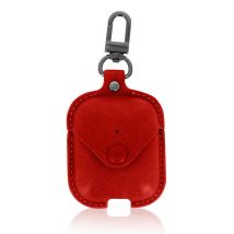 Funda AirPods Aspecto Cuero Liso Mosquetón Devia Cowboy Series Rojo - Nuevo