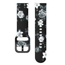 Bracelet de montre en silicone pour Samsung Galaxy Watch Gray flowers on black background 20 mm