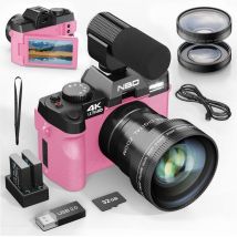 NBD S100 Appareil Photo numérique 4K 48 MP autofocus avec Grand Angle et Macro - Zoom 16x - Carte 32Go - 2 Battries - Microphone - Ecran de Film 3,0 