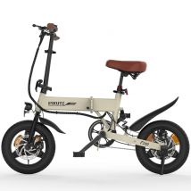Bicicleta Eléctrica ESKUTE F200 - Motor 250W Batería 36V7.8Ah Neumáticos de 14 Freno Disco Mecánico - Beige - Nuevo