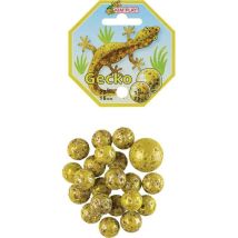 Set de billes KIM'PLAY Gecko 20 billes en verre 16 mm et 1 grosse bille 25 mm Jaune et or
