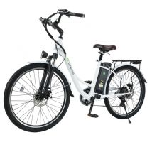 isinwheel U2 bici elettrica per adulti, 26 250W 36V 13Ah batteria rimovibile, bicicletta elettrica per percorsi urbani, Shimano 7 velocità-Bianco - 