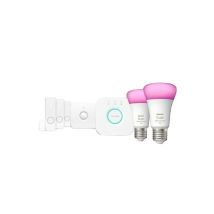 Kit de démarrage 2 ampoules connectées Philips Hue White et Color Ambiance E27 9 W avec capteurs de contact Blanc