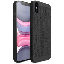 Moozy VentiGuard Coque de téléphone pour iPhone X/XS, Noir, 5,8 pouces – Housse respirante avec motif perforé pour la circulation de l'air, 