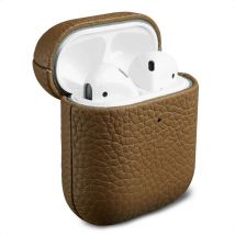 Accezz Coque en Cuir véritable pour Apple AirPods 1 / 2 - Taupe