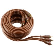 Real Cable RCA M/RCA M, 5m câble audio 3 x RCA Marron