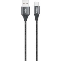 Urban Factory Braided cable USB USB 2.0 2 m USB A USB C Gris - Nuevo