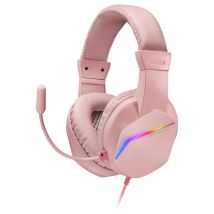 Mars Gaming MH122 Rosa, Cascos Gaming FRGB Over Ear con Micrófono, Sonido HiFi, Cancelación de Sonido, Ultraligeros, PS4 PS5 Xbox Switch Tablet 