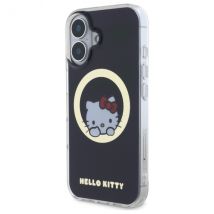 Étui Hello Kitty pour iPhone 16 6,1 noir étui rigide IML Sweet Kitty Magsafe