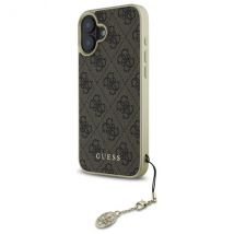 Étui Guess pour iPhone 16 6.1 marron étui rigide 4G Charms Collection