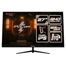 PcCom Elysium Pro 27 LED IPS QHD 165Hz FreeSync Moniteur Gamer avec HDMI, DisplayPort et Base Pivotante