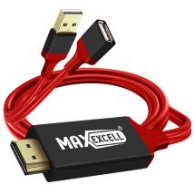 Cable USB Hembra MHL a HDMI Macho + USB Mâle HD 2K Max excell Negro / Rojo - Nuevo