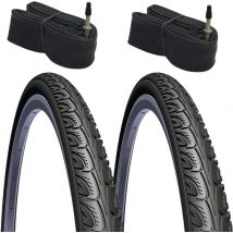 2 pneus de vélo 24x1 3/8 + 2 chambres à air FV (valve Presta-Fine)
