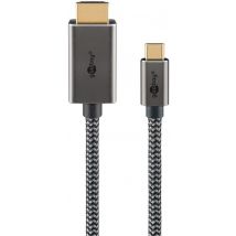 Goobay 75700 adaptador de cable de vídeo 2 m USB Tipo C HDMI tipo A (Estándar) Negro, Plata - Nuevo