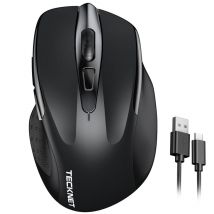 TECKNET TK-MS009 Souris sans fil ergonomique et silencieuse - 6 DPI - rechargeable - Noir