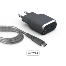 Caricabatterie intelligente da 3A IC per la casa + cavo USB A/USB C rinforzato con garanzia a vita Grey Force Power - Nuovo
