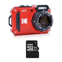 KODAK Pixpro Pack WPZ2 + 1 carte SD Kodak - Compact 16M Pixels, étanche à 15m, Anti-Choc, Video 720p, Ecran LCD 2,7 - Batterie Li-ion - Rouge