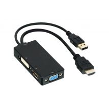 ADATTATORE DLH HDMI (M) A DVI / VGA / DISPLAYPORT (F) - Nuovo