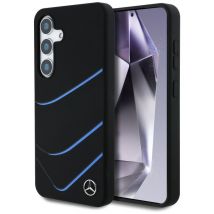 Mercedes Silicona Curvas Contrastadas Funda MagSafe para Samsung Galaxy S25 negro - Nuevo