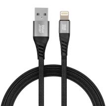 Câble USB vers Lightning 2.4A Charge Synchronisation Nylon Tressé 1.2m Noir