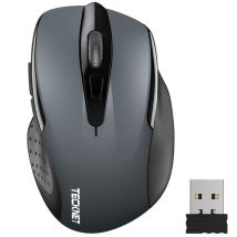 TECKNET M003 Souris Sans Fil Ergonomique - 5 DPI, USB Plug & Play Connexion longue distance stable - Gris