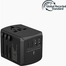 Adattatore da viaggio 2 USB A + 2 USB C Tripper 15W Europa/Regno Unito/USA/Australia Nero - GRS Xoopar - Nuovo