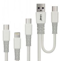 Cable USB-A / USB-C a USB-C, Lightning y Micro-USB Longitud 1,2 metros LinQ - Nuevo