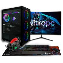 PC Gamer complet Nitropc Pack Diamond Plus - AMD Ryzen 5 7600X, RTX 4060 Ti 8GB, RAM 32GB, M.2 2TB, Win11, WiFi - Écran 27 FullHD curvo et accessoires