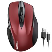 TECKNET TK-MS009 Souris sans fil ergonomique silencieuse - 6 DPI -rechargeable - Rouge