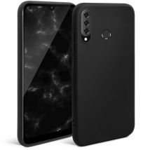 Carcasa de silicona Moozy Minimalist Series para Huawei P30 Lite, negro - Acabado mate fino y flexible en TPU - Nuevo