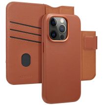 Accezz Étui de télephone portefeuille en cuir 2-en-1 avec MagSafe pour Apple iPhone 14 Pro - Sienna Brown