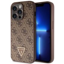 Guess Coque 4G Logo Triangle Strass pour Apple iPhone 15 Pro - Marron