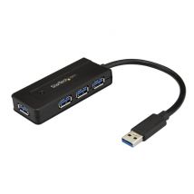 StarTech.com Hub Concentrador Portátil USB 3.0 SuperSpeed de 4 Puertos de 5Gbps con Carga Rápida - Ladrón USB 3.2 Gen 1 Tipo A - Alimentado por el Bus