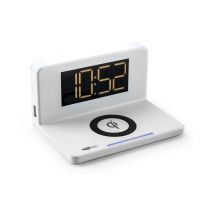 Reloj despertador digital con cargador inalámbrico - Luz nocturna LED - Reloj despertador con 1 alarma (HCG018QI-W) - Nuevo