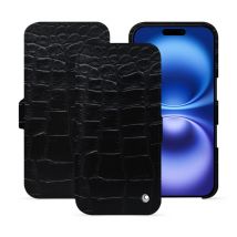 Housse cuir Apple iPhone 16 - - Noir - Cuir Abaca