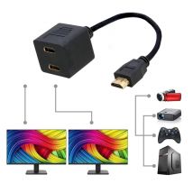 Techly 0.3m HDMI - 2x HDMI M/F cable HDMI 0,3 m HDMI tipo A (Estándar) 2 x HDMI Type A (Standard) Negro - Nuevo