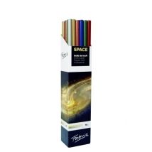 Fabrisa Space 6C Estuche de 30 Rollos de Papel de Regalo - Papel Vergé Kraft 70gr - Medidas del rollo 1x3m - Colores Metálicos Surtidos - Nuevo