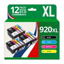 123CONSOMMABLES - 920XL - Pack de 12 Cartouches d'encre Compatible avec HP 920 XL - pour HP OfficeJe