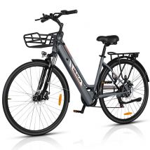 Vélo électrique VARUN C7008 avec panier avant, 28 pouces, pour trajets urbains, avec batterie 36 V 10 Ah