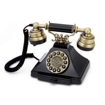 GPO Duke Téléphone Bouton Poussoir – Téléphone Fixe Rétro Compact, Design UK Vintage -Noir