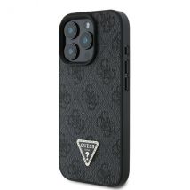 Étui Guess pour iPhone 16 Pro Max 6.9 noir étui rigide Leather Metal Logo Strass Crossbody
