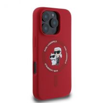 Étui Karl Lagerfeld pour iPhone 16 Pro Max 6.9 rouge étui rigide Silicone Karl&Choupette Ring MagSafe