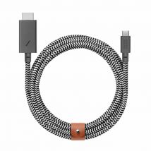 Native Union BELT-C-HDMI-ZEB-3 câble vidéo et adaptateur 3 m HDMI Type A (Standard) USB Type-C Noir, Blanc