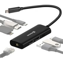 Hub USB-C vers Ethernet + HDMI + USB-C 100W + USB + Lecteur Carte Noir