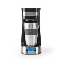 Machine à Café 750W avec Mug de Voyage 0,4L et Affichage LCD Argent